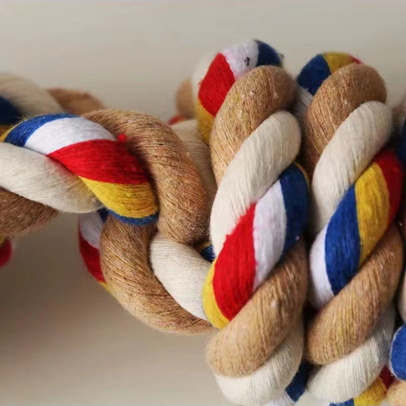Close view of thick braided cotton rope texture