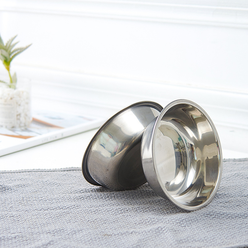 Removable stainless bowl inserts close up